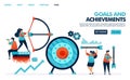 Achieve goals and achievements result in business. Profit target in the company`s business. Archery with arrows Royalty Free Stock Photo