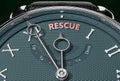 Achieve Rescue, come close to Rescue or make it nearer or reach sooner - a watch symbolizing short time between now and Rescue.,