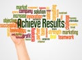 Achieve Results word cloud and hand with marker concept Royalty Free Stock Photo