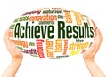 Achieve Results word cloud hand sphere concept