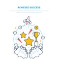 Achieved success. Sporting achievements, successful startup business projects, career growth. Royalty Free Stock Photo