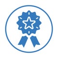 Achievement, award, best quality, ribbon icon. Blue color vector design Royalty Free Stock Photo