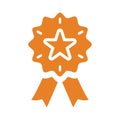 Achievement, award, best quality, ribbon icon. Orange color vector Royalty Free Stock Photo