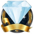 Achievement Award Diamond Jewel with Gold Ribbon Royalty Free Stock Photo