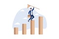 Achievement or business success, reaching goal or target, challenge and career growth concept, success businessman climbing growth Royalty Free Stock Photo