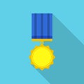Achievement medal icon, flat style