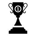 Achievement, winner prize, trophy black icon