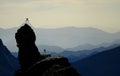 Climbers celebrating on mountain peak Royalty Free Stock Photo