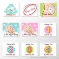 Set of stickers with baby milestones of first year