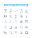 Achievements and rewards vector line icons set. Awards, Merits, Honors, Recognition, Successes, Accolades, Distinction