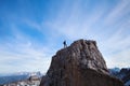 Achievment concept, climber on top of the mountain Royalty Free Stock Photo