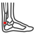 Achilles heel line icon, Human diseases concept, leg with a sore ankle sign on white background, human feet with pain Royalty Free Stock Photo