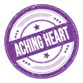 ACHING HEART text on violet indigo round grungy stamp