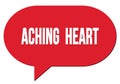 ACHING HEART text written in a red speech bubble