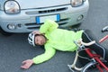 Aching man after bicycle accident Royalty Free Stock Photo