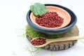 Achiote, annatto, bixin, urucÃÂº or onoto is a natural red pigment for coloring and cooking