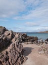 Achnahaird Beach in Wester Ross, Scottish Highlands. Quiet, cresent shaped rugged beach on the north west coast of Scotland. Royalty Free Stock Photo