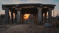 Achyutaraya temple view from a door rock in hampi karnakata india at sunrise with cloudy