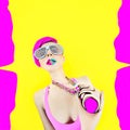 Acid crazy party. Glamour girl explodes Royalty Free Stock Photo