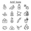 Acid icon set in thin line style Royalty Free Stock Photo