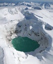 Acid lake in the crater of a volcano