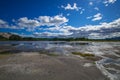 Acid lake in Uzon`s volcano caldera. Kamchatka, Russia.