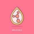 Acid molecule icon in comic style. Dna cartoon vector illustration on isolated background. Amino model splash effect business Royalty Free Stock Photo