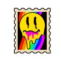 Acid postage stamp with yellow smile face