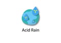 Acid rain and air pollution concept. Dangerous water drops with earth on white background. Global environmental problems