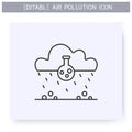 Acid rain line icon. Dangerous, poisonous rainfall