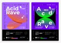 Acid rave party or electronic music concert of festival flyer or poster design template with abstract minimalistic geometric Royalty Free Stock Photo