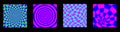 Acid rave psychedelic background set. Y2k banners, optical illusion art