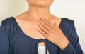 Acid reflux in old women Royalty Free Stock Photo