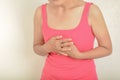 Acid reflux in old women Royalty Free Stock Photo