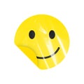 Acid smiley face. Yellow acid sticker with funny melted face. Melted smile emoji in acid style