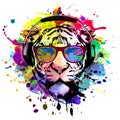 Bright colorful art with tiger head design concept Royalty Free Stock Photo