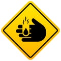 Acid warning sign, chemical burn hazard