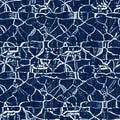Acid wash blue jean effect texture with decorative linen mottled background. Seamless denim textile fashion cloth fabric