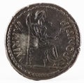Acient Roman silver denarius coin of Emperor Tiberius