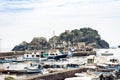 Acitrezza harbor with fisher boats next to Cyclops islands, Catania, Sicily, Italy Royalty Free Stock Photo