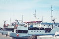 Acitrezza harbor with fisher boats next to Cyclops islands, Catania, Sicily, Italy Royalty Free Stock Photo