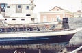 Acitrezza harbor with fisher boats next to Cyclops islands, Catania, Sicily, Italy Royalty Free Stock Photo