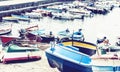 Acitrezza harbor with fisher boats next to Cyclops islands, Catania, Sicily, Italy Royalty Free Stock Photo