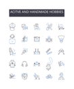 Acitve and handmade hobbies line icons collection. Mastery, Expertise, Proficiency, Efficiency, Finesse, Competence