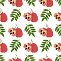 Ackee Fruit. Seamless Vector Patterns