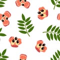 Ackee Fruit. Seamless Vector Patterns