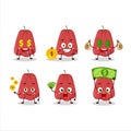Ackee cartoon character with cute emoticon bring money