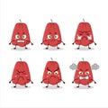 Ackee cartoon character with various angry expressions