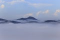 Ackground with fresh air, magic light and dense fog cover forest in the plateau at dawn part 10 Royalty Free Stock Photo