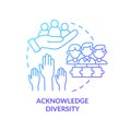 Acknowledge diversity blue gradient concept icon